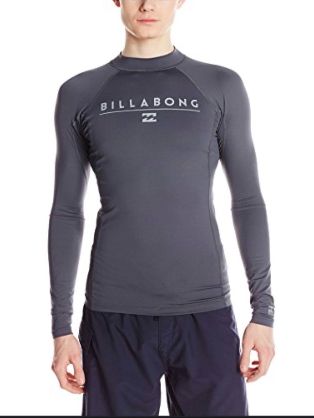 Billabong Gray Long Sleeve UVA UVB Protection Rash Guard Top Large